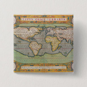 Badge Carré 5 Cm Typus Orbis Terrarum, carte du monde