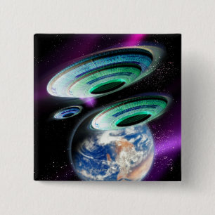 Badge Carré 5 Cm UFOs