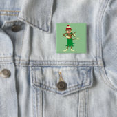 Badge Carré 5 Cm Ukulélé de singe de chaussette (En situation)