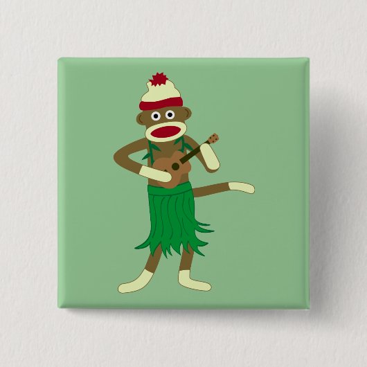 Badge Carré 5 Cm Ukulélé de singe de chaussette (Devant)