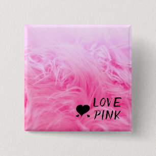 Badge Carré 5 Cm Ultime fourrure de faux rose chaud