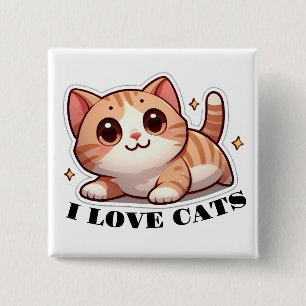 Badge Carré 5 Cm Ultra Cute Kitten I Love Cats