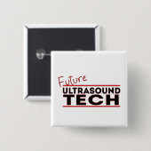 Badge Carré 5 Cm Ultrasound Tech (Devant & derrière)