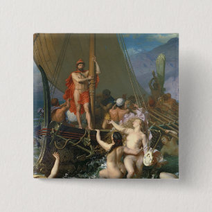 Badge Carré 5 Cm Ulysse et les sirènes 2