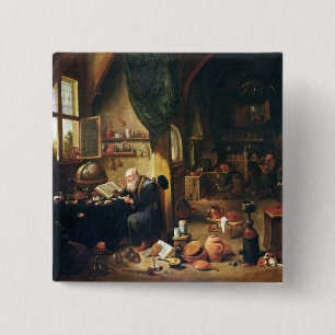 Badge Carré 5 Cm Un alchimiste dans son atelier