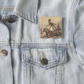 Badge Carré 5 Cm Un cavalier de Cosaque (En situation)