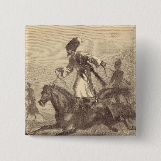 Badge Carré 5 Cm Un cavalier de Cosaque (Devant)