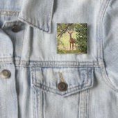 Badge Carré 5 Cm Un cerf solitaire (En situation)