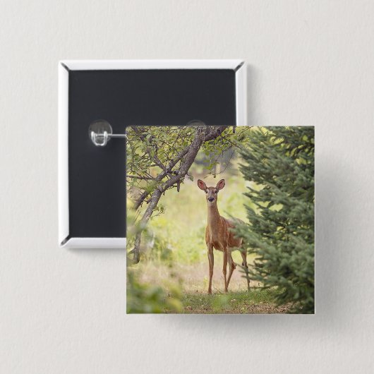 Badge Carré 5 Cm Un cerf solitaire (Devant & derrière)
