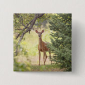 Badge Carré 5 Cm Un cerf solitaire (Devant)