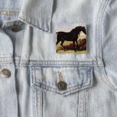 Badge Carré 5 Cm Un cheval Arabe (En situation)