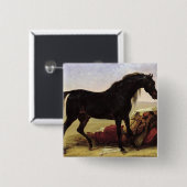 Badge Carré 5 Cm Un cheval Arabe (Devant & derrière)