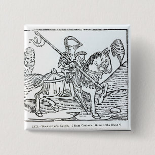 Badge Carré 5 Cm Un chevalier, jeu de Caxton du 'des échecs