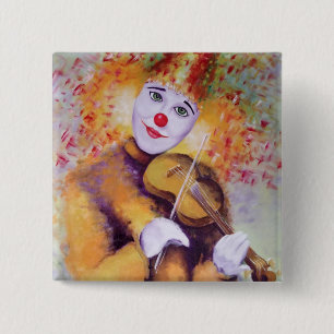 Badge Carré 5 Cm Un clown doux jouant du violon