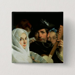 Badge Carré 5 Cm Un couple élégant de Madrid, c.1770