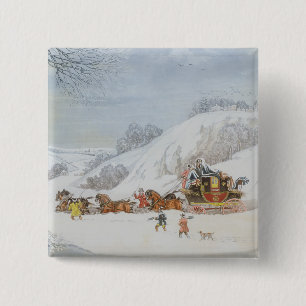 Badge Carré 5 Cm Un courrier dans la neige profonde