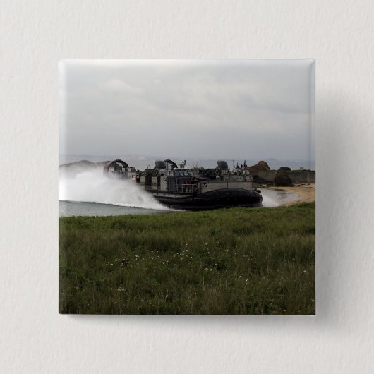 Badge Carré 5 Cm Un coussin d'air de péniche débarque (Devant)