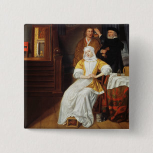 Badge Carré 5 Cm Un docteur Visiting jeune Madame dans une chambre