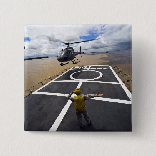 Badge Carré 5 Cm Un Eurocopter brésilien se prépare à atterrir (Devant)