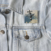Badge Carré 5 Cm Un F-16 Faucon combattant ravitaille (En situation)