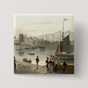Badge Carré 5 Cm Un ferry arrivant chez Leith, 'd'un voyage autour