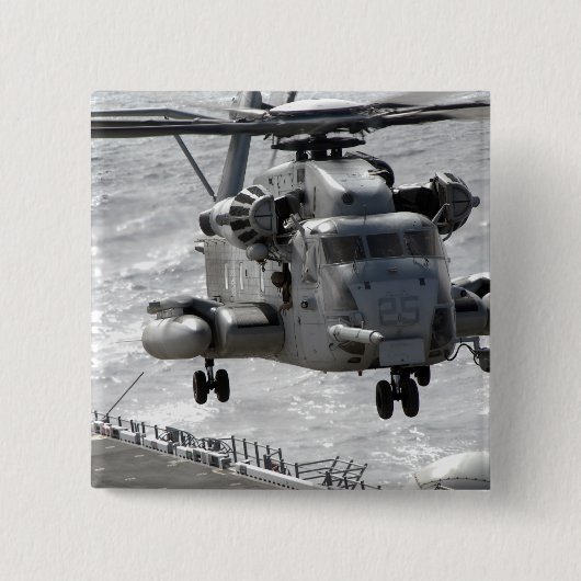 Badge Carré 5 Cm Un hélicoptère CH-53E Super Stallion (Devant)