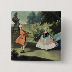 Badge Carré 5 Cm Un jardin d'agrément avec une jeune fille dansant