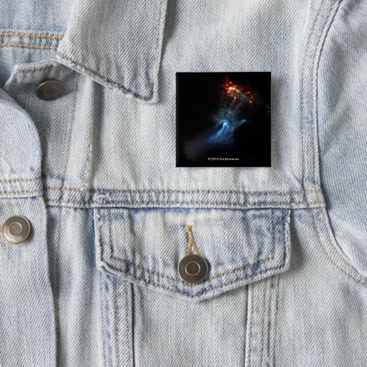 Badge Carré 5 Cm Un jeune pulsar montre sa main (En situation)
