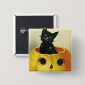 Badge Carré 5 Cm Un joyeux Haloween Kitten (Devant & derrière)
