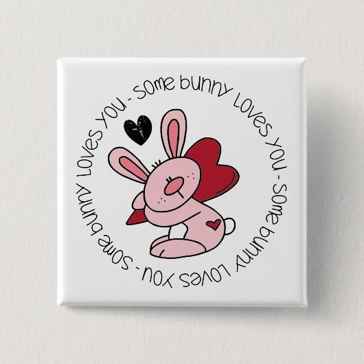 Badge Carré 5 Cm Un Lapin T'Aime (Devant)