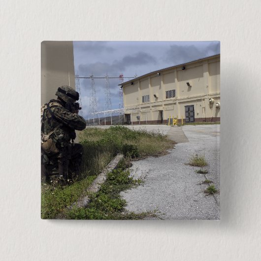 Badge Carré 5 Cm Un Marine assure la sécurité (Devant)