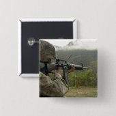 Badge Carré 5 Cm Un Marine effectue des exercices (Devant & derrière)