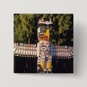 Badge Carré 5 Cm Un mât totem à Vancouver, Canada.