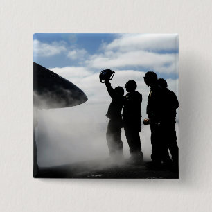 Badge Carré 5 Cm Un membre d'équipage de poste de pilotage