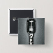Badge Carré 5 Cm Un microphone classique (Devant & derrière)