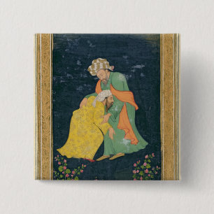 Badge Carré 5 Cm Un mollah se prosternant devant un homme dans la