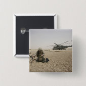 Badge Carré 5 Cm Un opérateur radio de terrain (Devant & derrière)