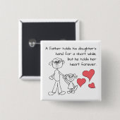 Badge Carré 5 Cm Un père tient la main de sa fille (Devant & derrière)
