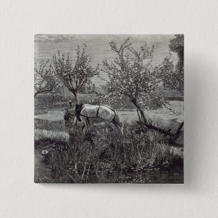 Badge Carré 5 Cm Un petit puits tilled', Picardie de ferme