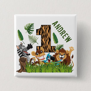 Badge Carré 5 Cm Un premier anniversaire sauvage, l'anniversaire de