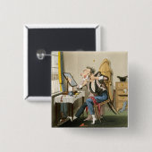 Badge Carré 5 Cm Un rasoir émoussé, pub. par chasse, 1827 (etchin (Devant & derrière)