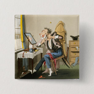 Badge Carré 5 Cm Un rasoir émoussé, pub. par chasse, 1827 (etchin