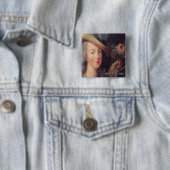 Badge Carré 5 Cm Un rose versent vous. (En situation)