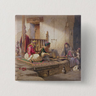 Badge Carré 5 Cm Un tisserand en Esna, une de 24 illustrations