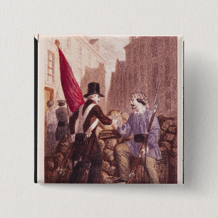 Badge Carré 5 Cm Un travailleur partageant son pain avec un