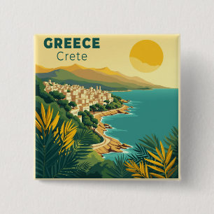 Badge Carré 5 Cm Une affiche de voyage classique nostalgique – Grèc