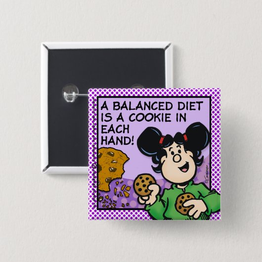 Badge Carré 5 Cm Une alimentation équilibrée (Devant & derrière)