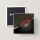 Badge Carré 5 Cm Une aurore rouge cerise (Devant & derrière)