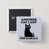 Badge Carré 5 Cm Une autre dame de chats pour Kamala Harris Cool Ch (Devant & derrière)
