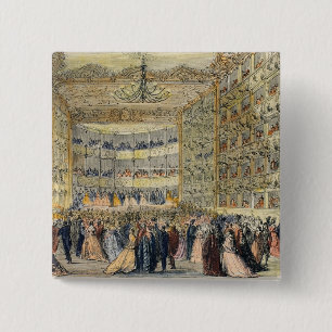 Badge Carré 5 Cm Une boule masquée au théâtre de Fenice, Venise,